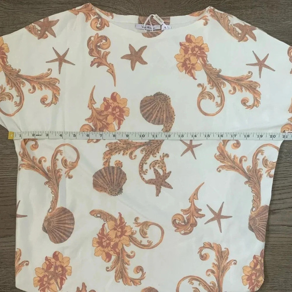 Vila Milano Sioni Sea Flourish Stud Accent Dolman Top - Size XS - Cream - NWT - Picture 6 of 9